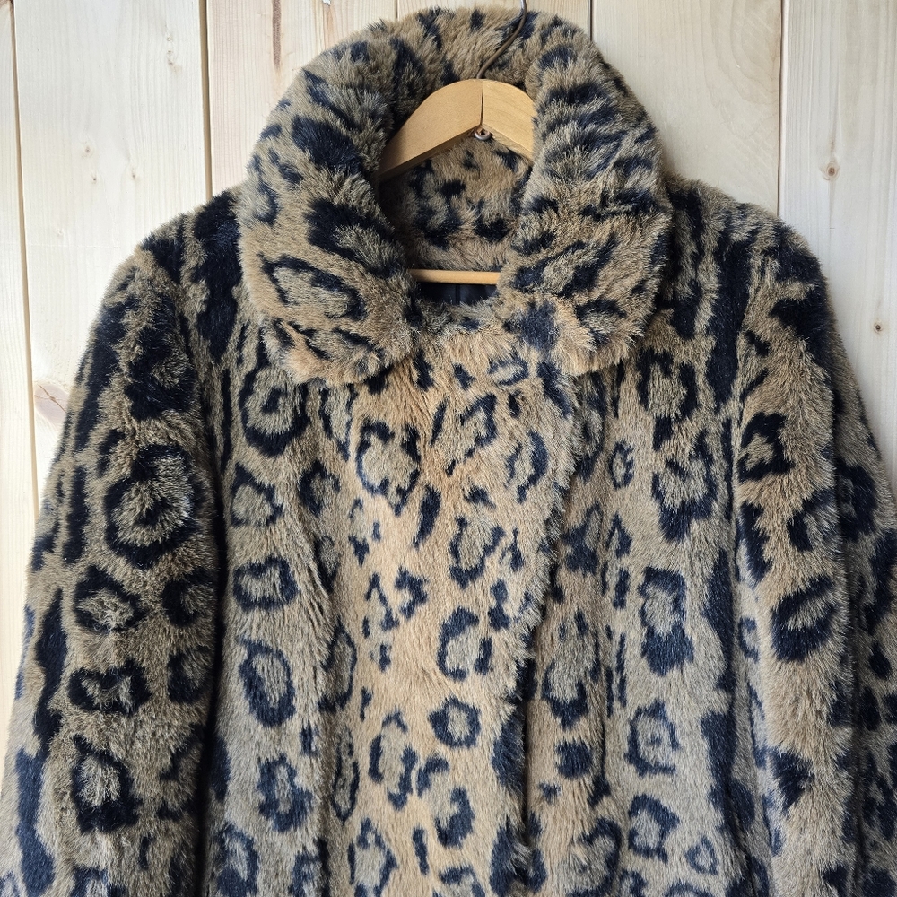 Vintage Olympia Limited Inc Leopard Print Faux Fur Parka Jacket Size Medium - Picture 2 of 12